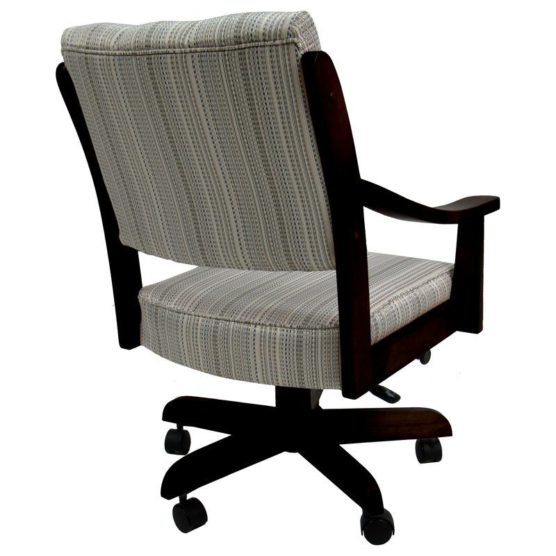 Casa Natural Fun Upholstered Leather Swivel Arm Chair in Black Wood