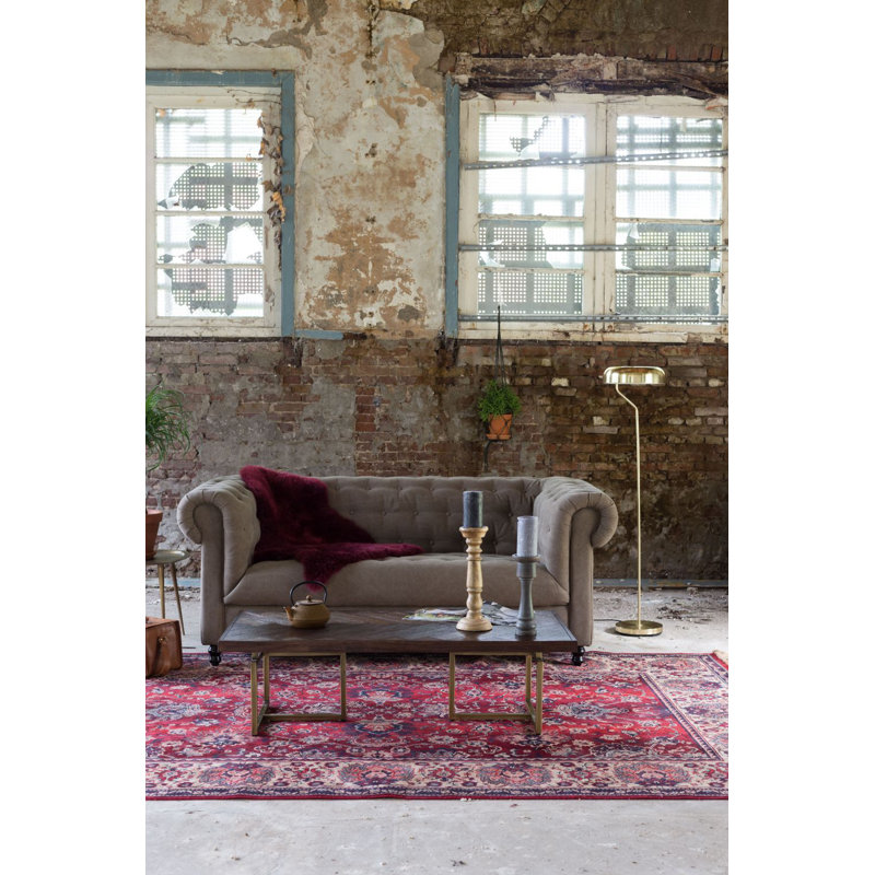 Old Red Rectangular Oriental Cotton and Synthetic Rug