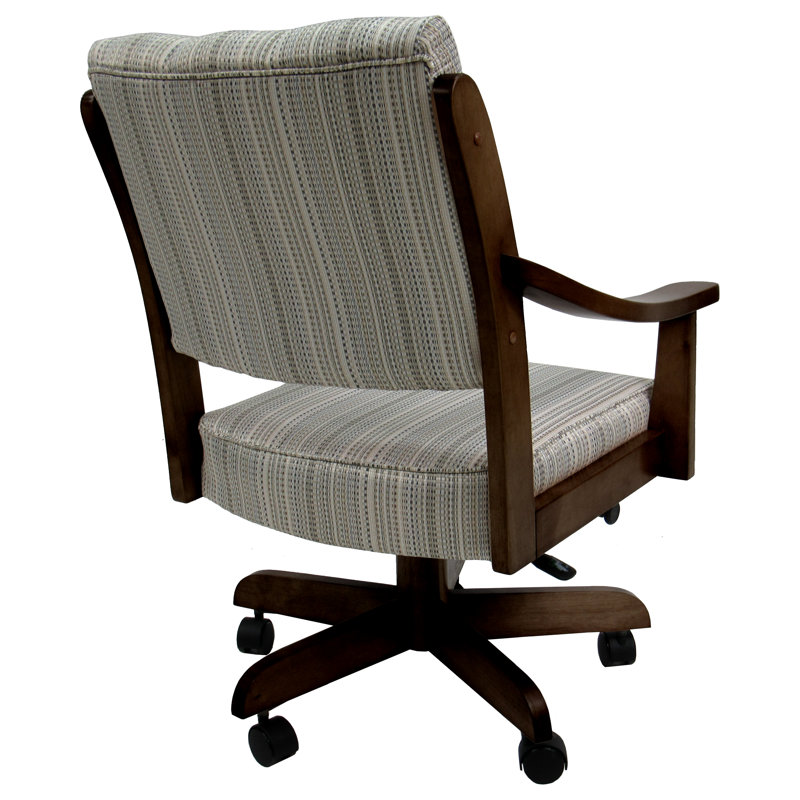 Casa Elegance 37" Natural Leather Swivel Arm Chair with Dark Wood Base