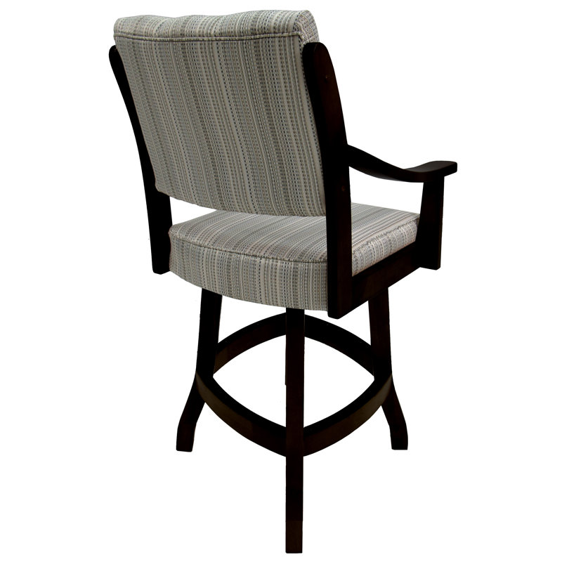 Elegant Swivel Black Wood Counter Stool with Custom Upholstery