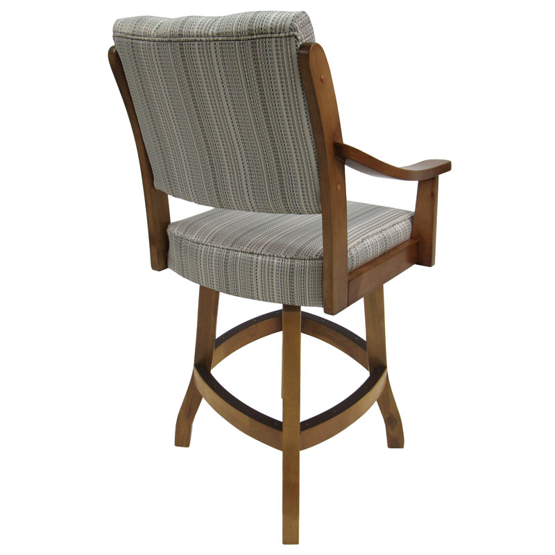 Elegant Walnut Swivel Counter Stool with Custom Upholstery