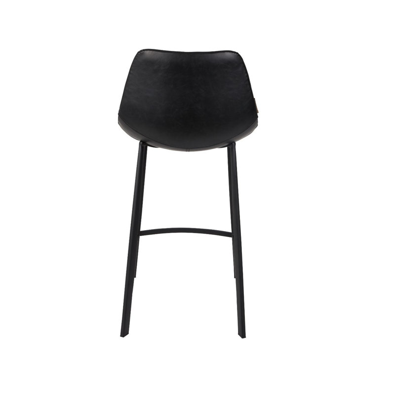 Elegant Square Base 26'' Black Vintage Leather Counter Stool Set