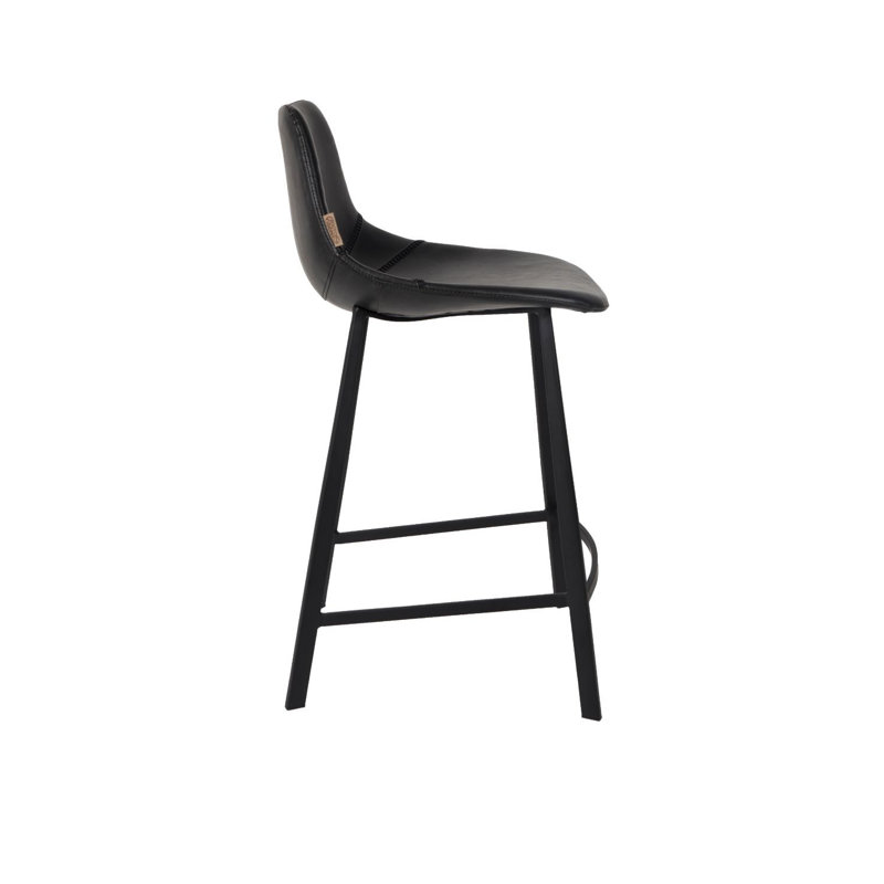 Elegant Square Base 26'' Black Vintage Leather Counter Stool Set