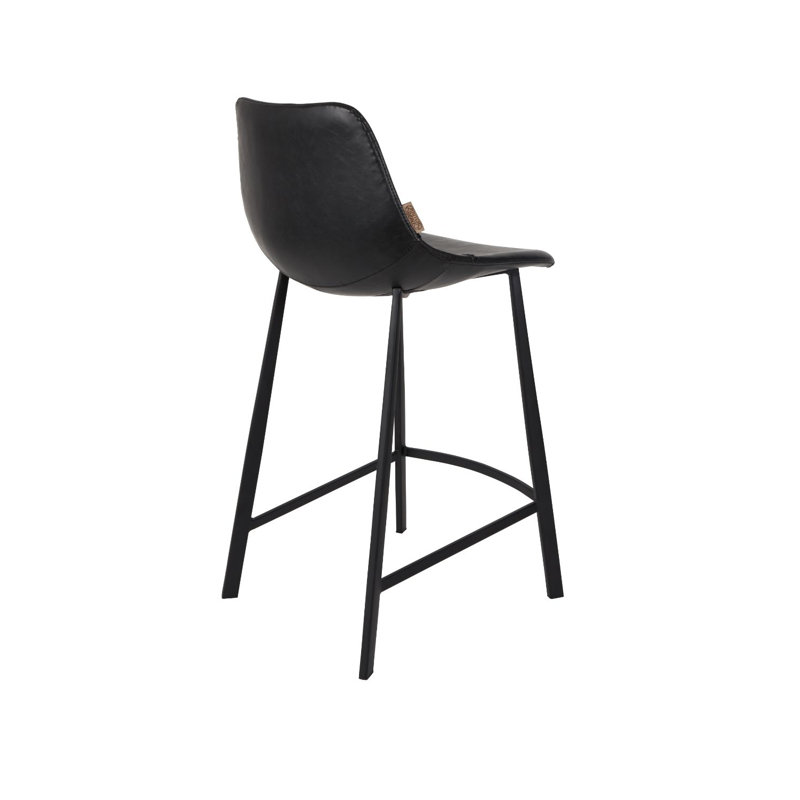 Elegant Square Base 26'' Black Vintage Leather Counter Stool Set