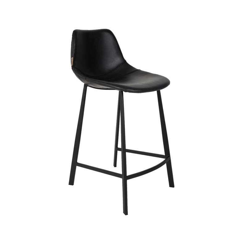 Elegant Square Base 26'' Black Vintage Leather Counter Stool Set