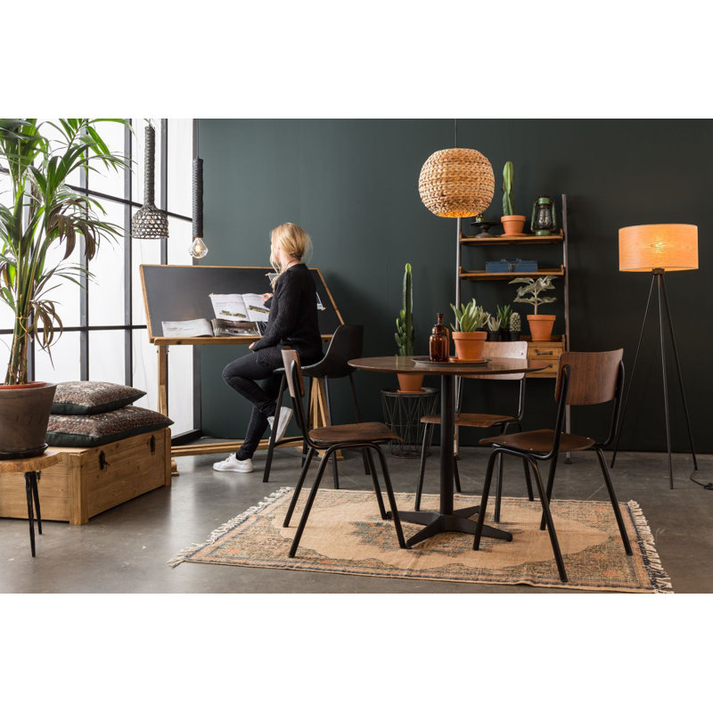 Elegant Square Base 26'' Black Vintage Leather Counter Stool Set