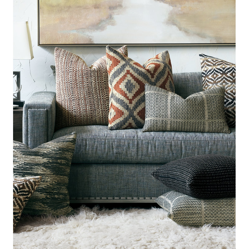 Neutral Chevron and Diamond Pattern Rectangular Pillow