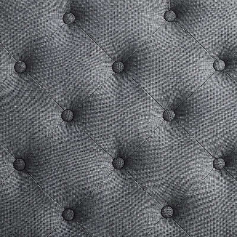 Isabelle Charcoal Linen 35" Square Tufted Ottoman with Nailhead Trim