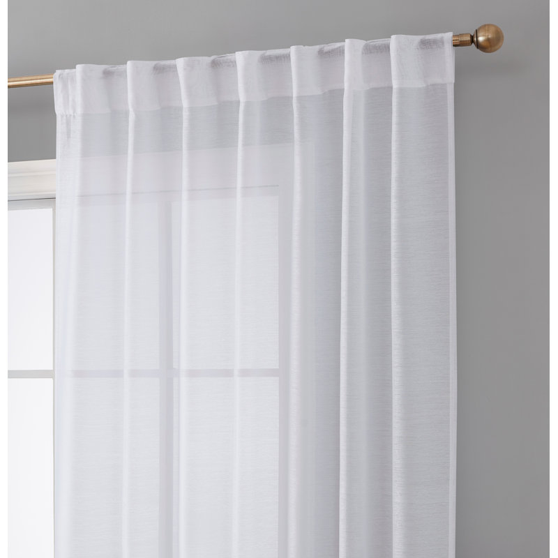 Lauren White Semi Sheer Polyester Curtain Pair