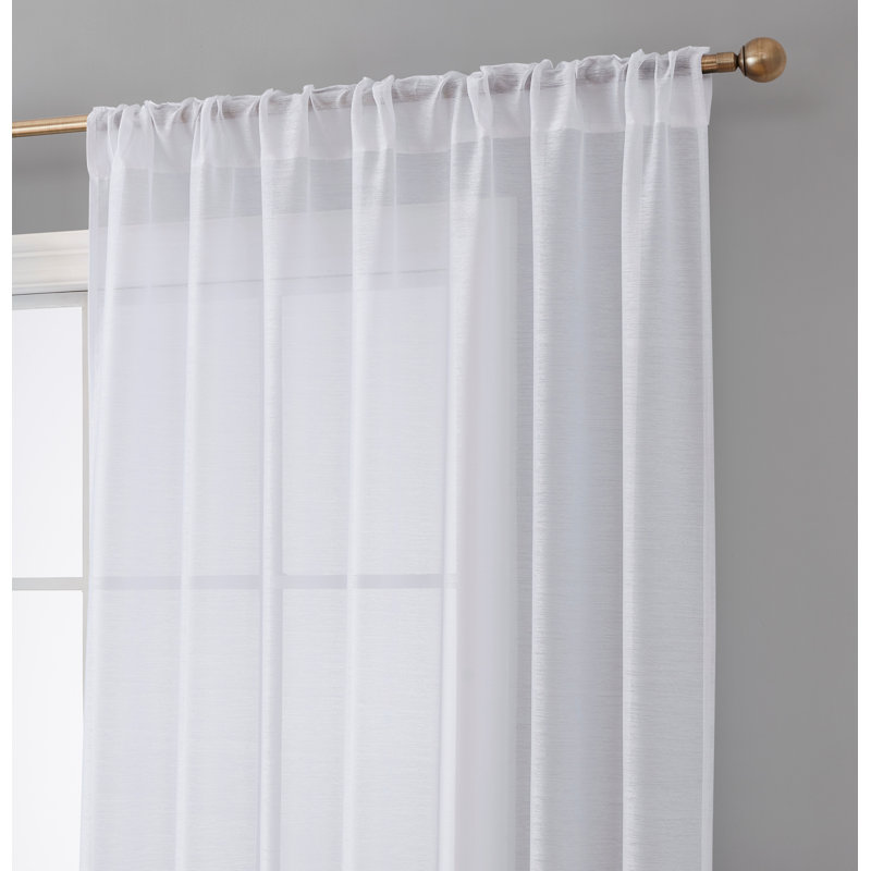 Lauren White Semi Sheer Polyester Curtain Pair