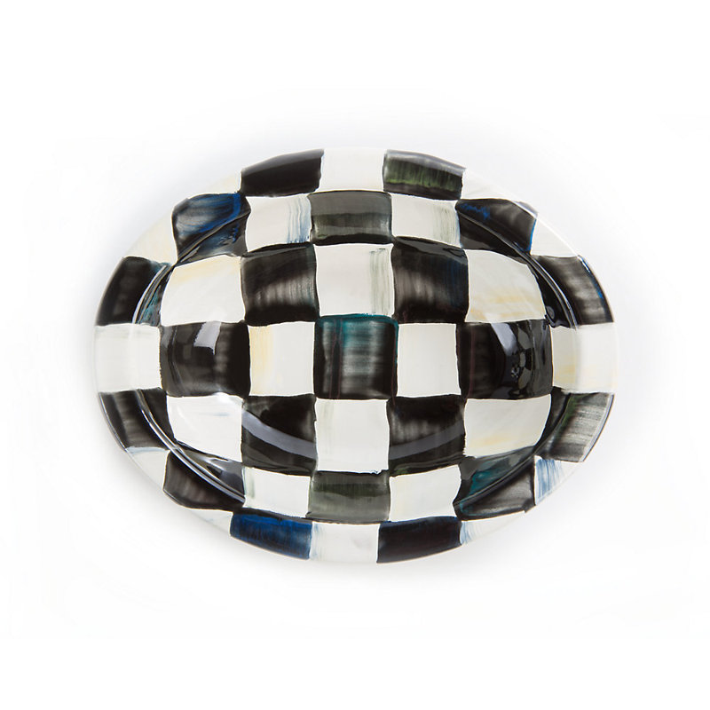 Black and White Checkered Ceramic Soap Dish