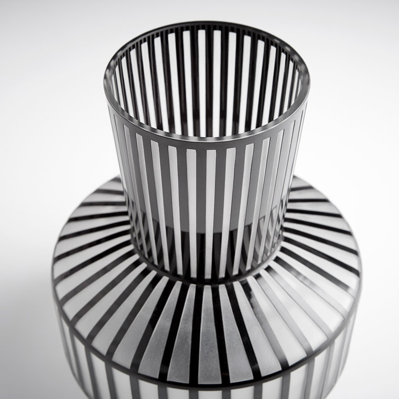 Modern Black Glass Tulip Silhouette Table Vase 11.75''