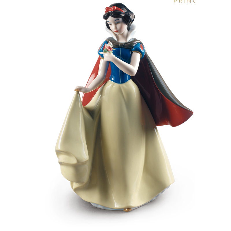 Colorful Porcelain Snow White Figurine with Flowers