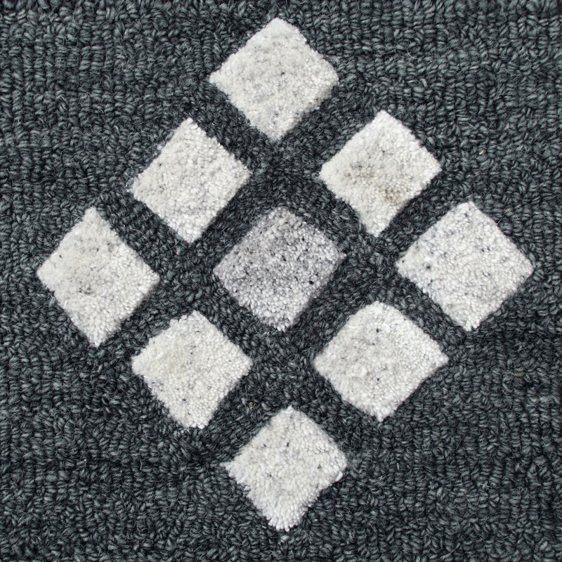 Artisan Geometric Blue & Charcoal 5' Round Wool-Viscose Rug