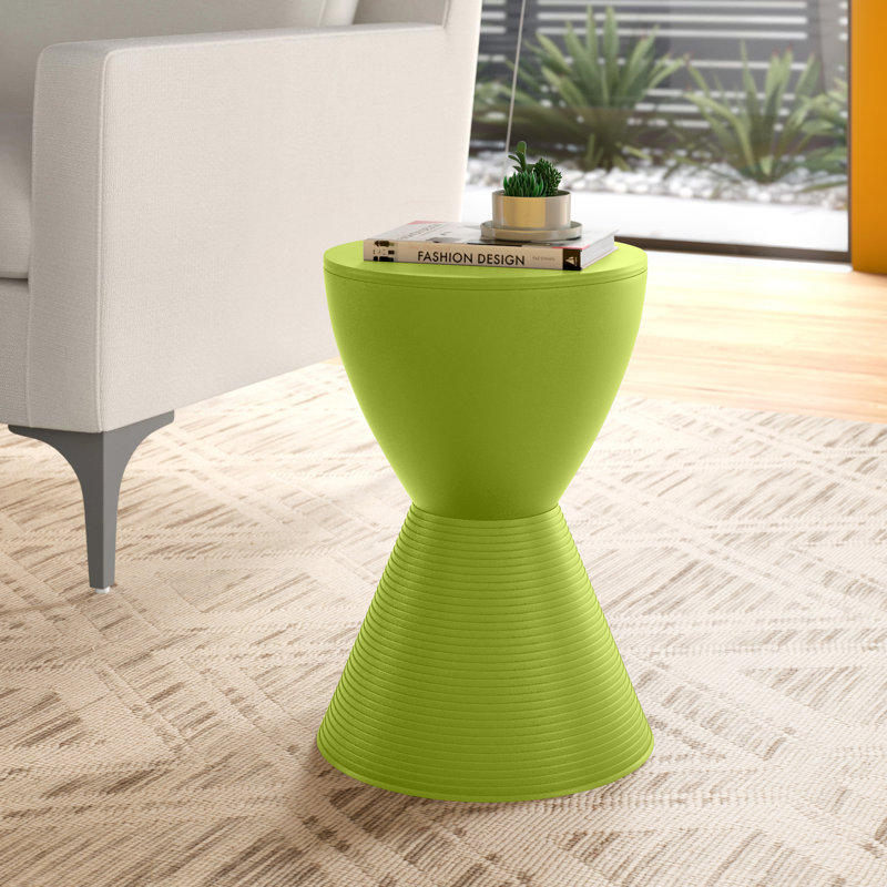 Green Ribbed Round Acrylic End Table