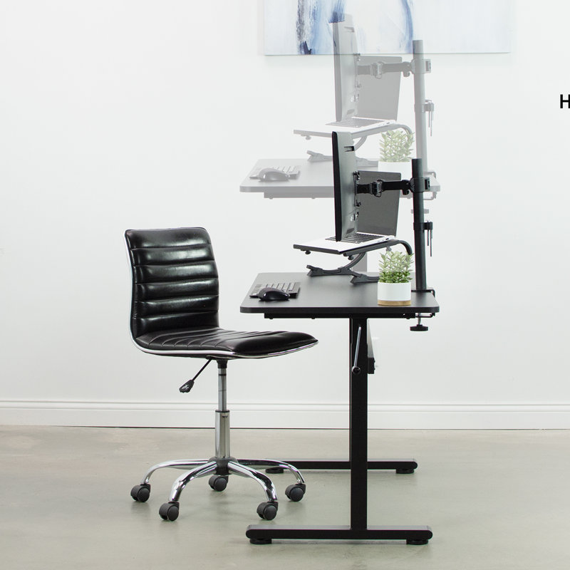 Modern Alloy Steel 55" Black Adjustable Standing Desk