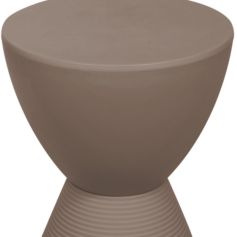Taupe Round Plastic Pedestal End Table with Storage