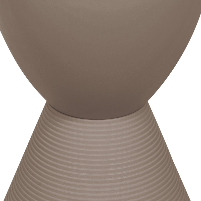 Taupe Round Plastic Pedestal End Table with Storage