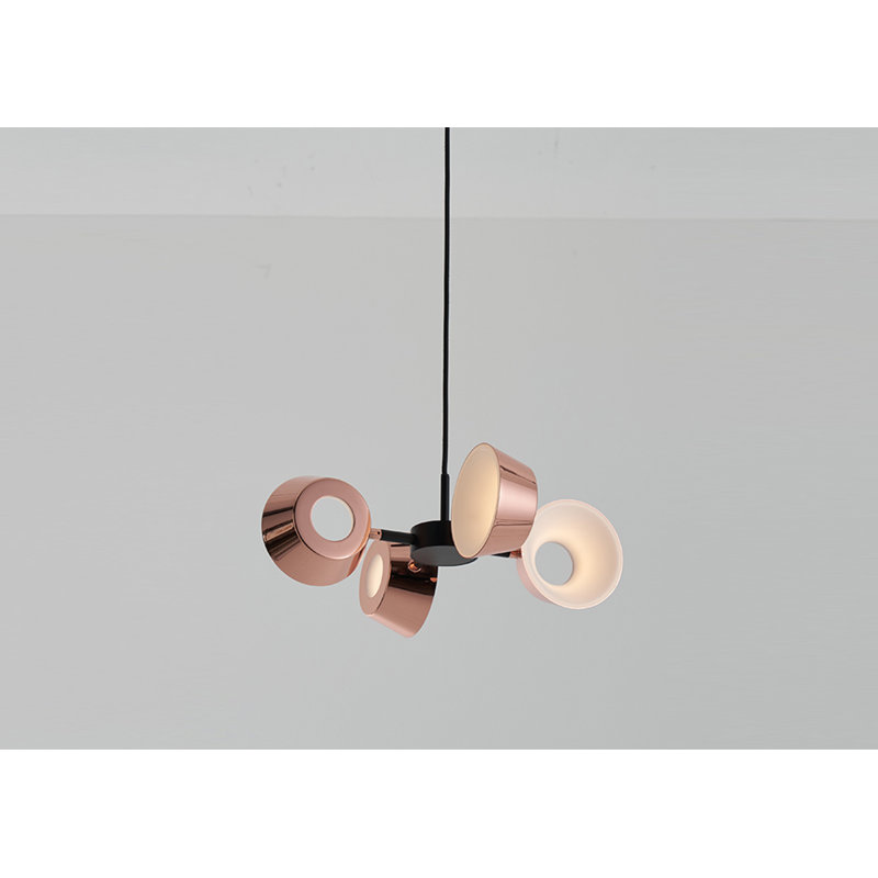Matte Black Aluminum and Copper 16.9" LED Drum Chandelier