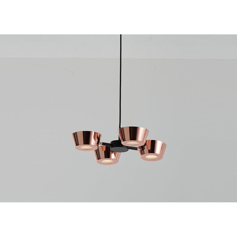 Matte Black Aluminum and Copper 16.9" LED Drum Chandelier