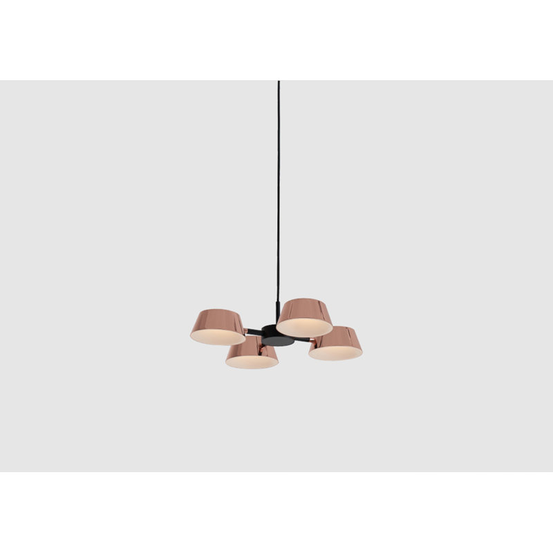 Matte Black Aluminum and Copper 16.9" LED Drum Chandelier