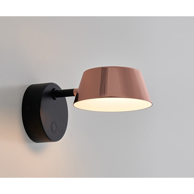 Olo Dimmable LED Wall Sconce in Black and Shiny Copper