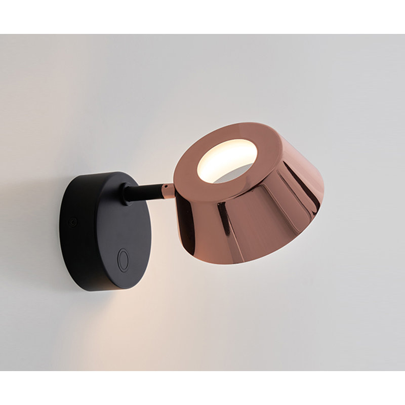 Olo Dimmable LED Wall Sconce in Black and Shiny Copper