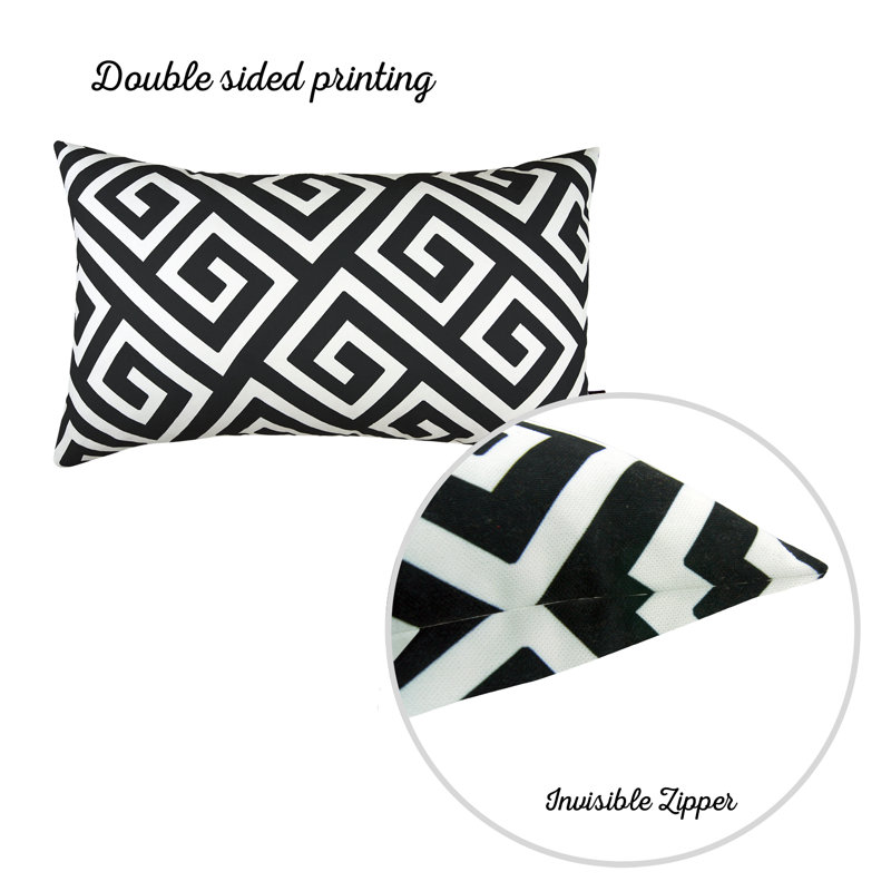 Black and White Geometric Polyester Pillow Cover Set