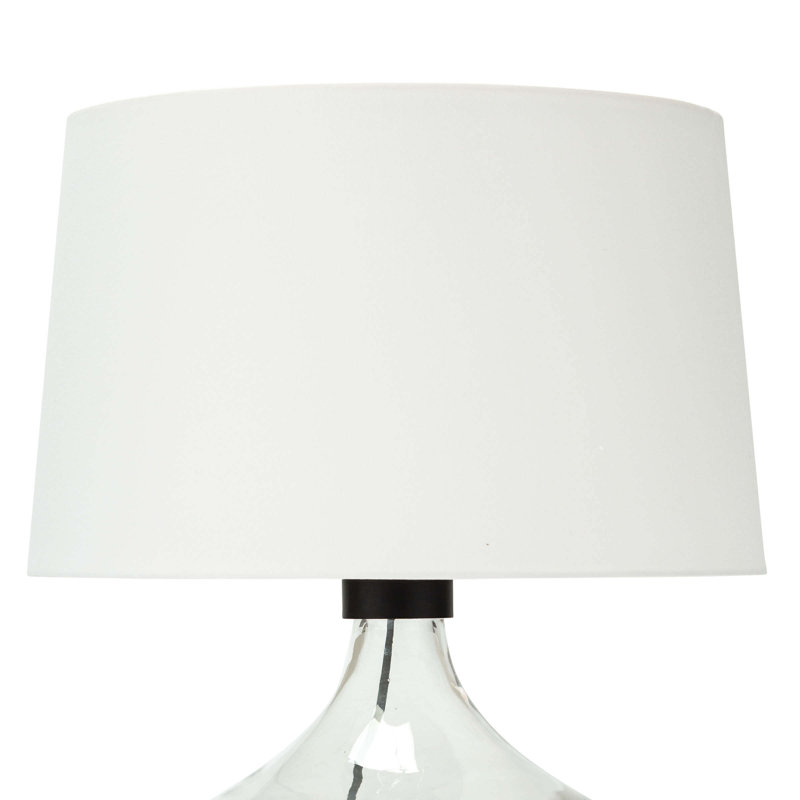 Clear Glass Table Lamp with White Linen Shade