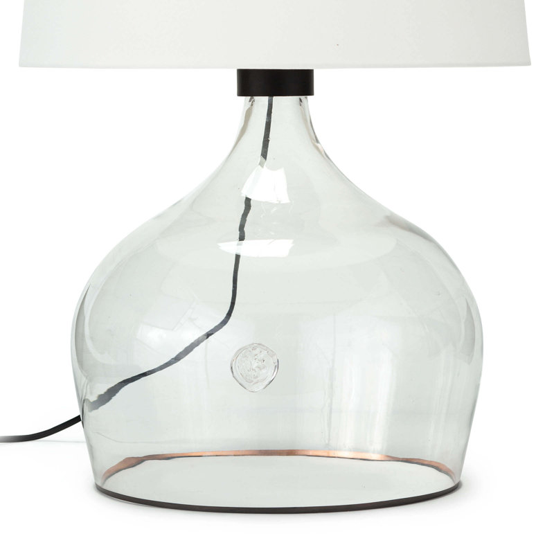 Clear Glass Table Lamp with White Linen Shade