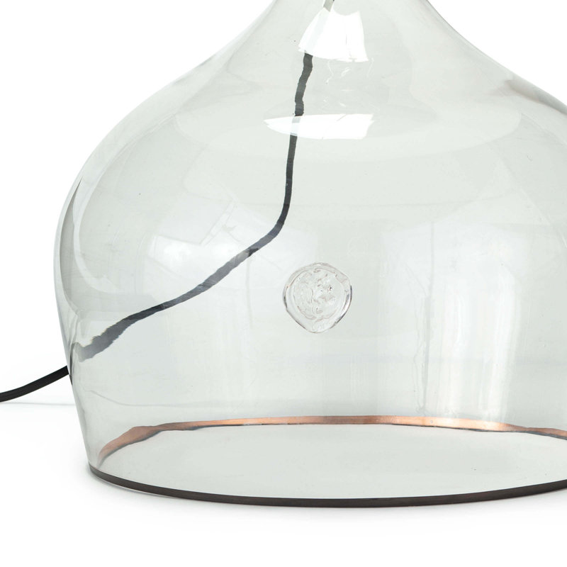 Clear Glass Table Lamp with White Linen Shade