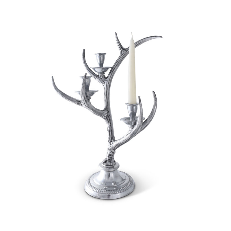 Elegant Metal Antler 3-Light Taper Candlestick Holder