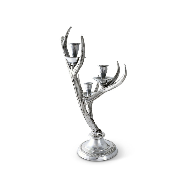 Elegant Metal Antler 3-Light Taper Candlestick Holder