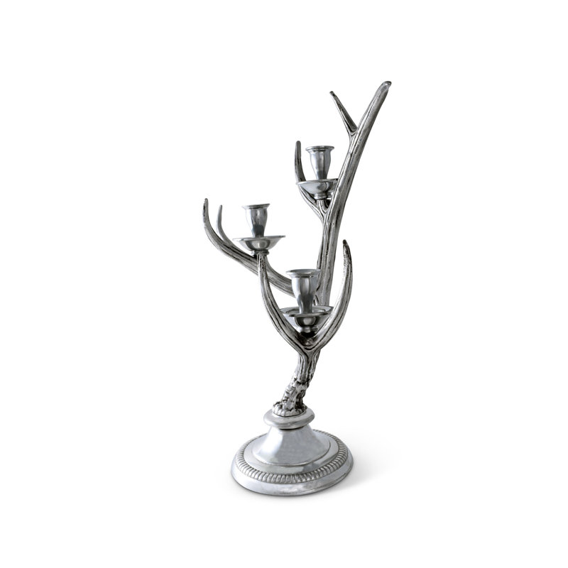 Elegant Metal Antler 3-Light Taper Candlestick Holder