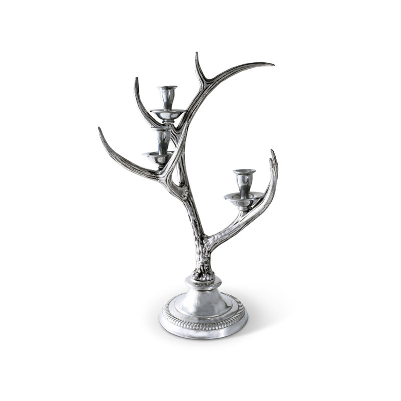 Elegant Metal Antler 3-Light Taper Candlestick Holder