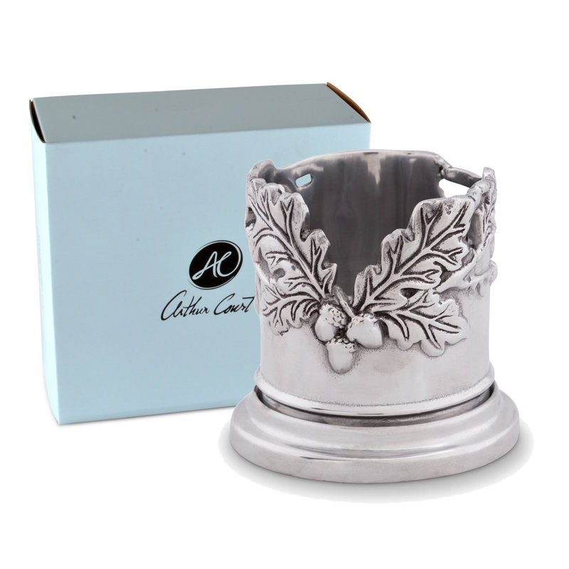 Arthur Court Aluminum Oak Leaf Wine Coaster, 5-inch Diameter