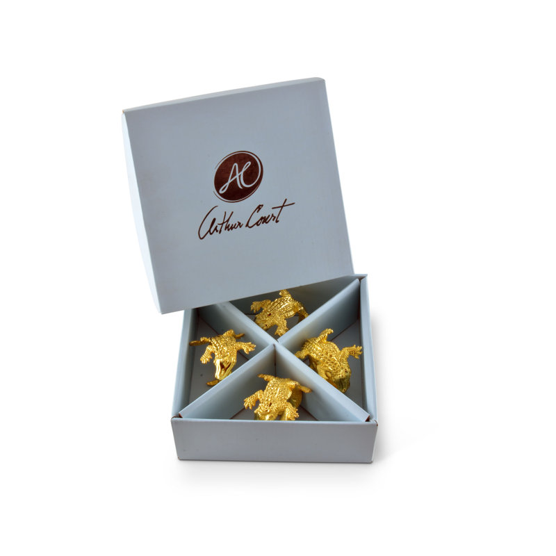 Golden Alligator Aluminum Napkin Ring Set of 4