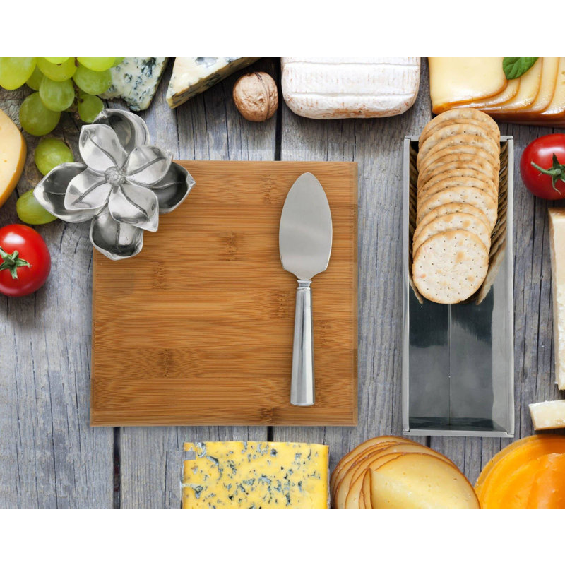 Magnolia Bamboo Cheese Board Set with Aluminum Accents