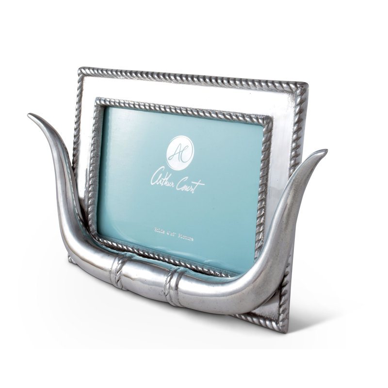 Hand Polished Silver Aluminum Longhorn Picture Frame