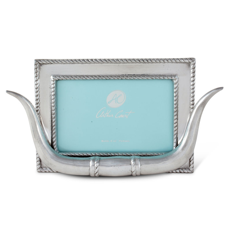 Hand Polished Silver Aluminum Longhorn Picture Frame