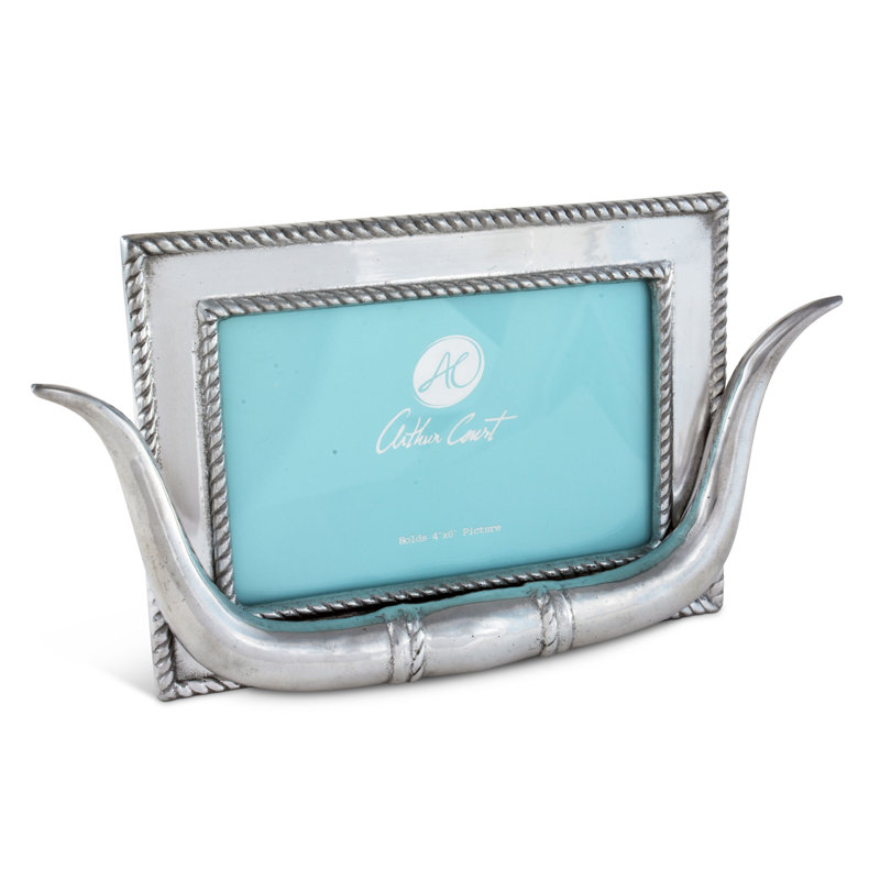 Hand Polished Silver Aluminum Longhorn Picture Frame