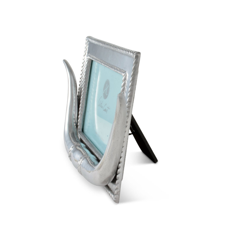 Hand Polished Silver Aluminum Longhorn Picture Frame