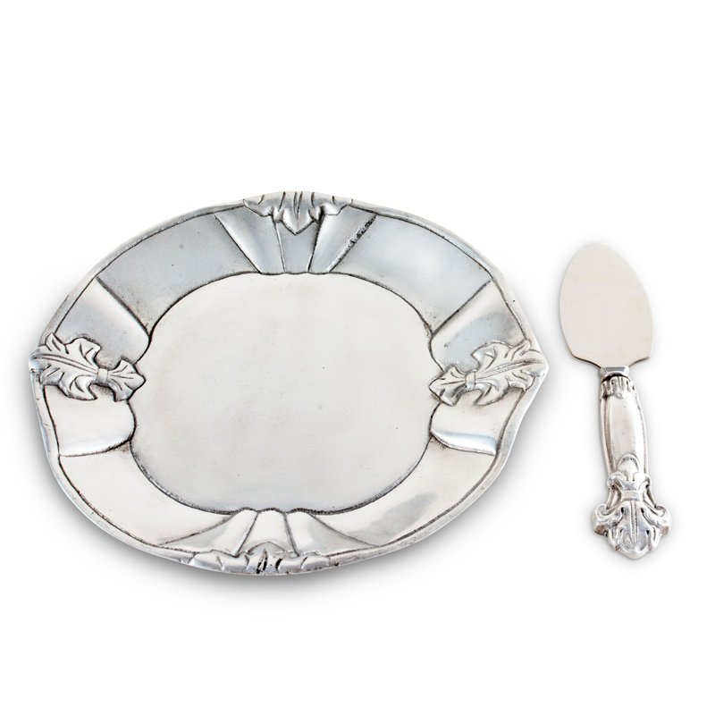 Handcrafted Silver Aluminum Fleur De Lis Salad/Dessert Plate