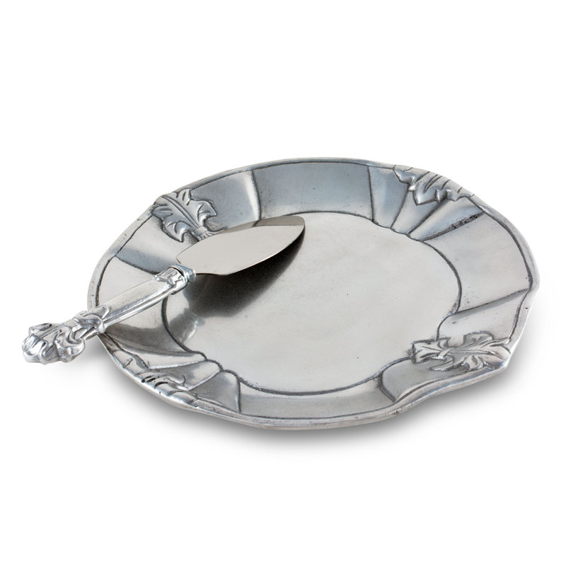 Handcrafted Silver Aluminum Fleur De Lis Salad/Dessert Plate
