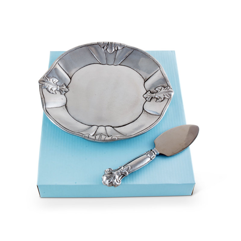Handcrafted Silver Aluminum Fleur De Lis Salad/Dessert Plate