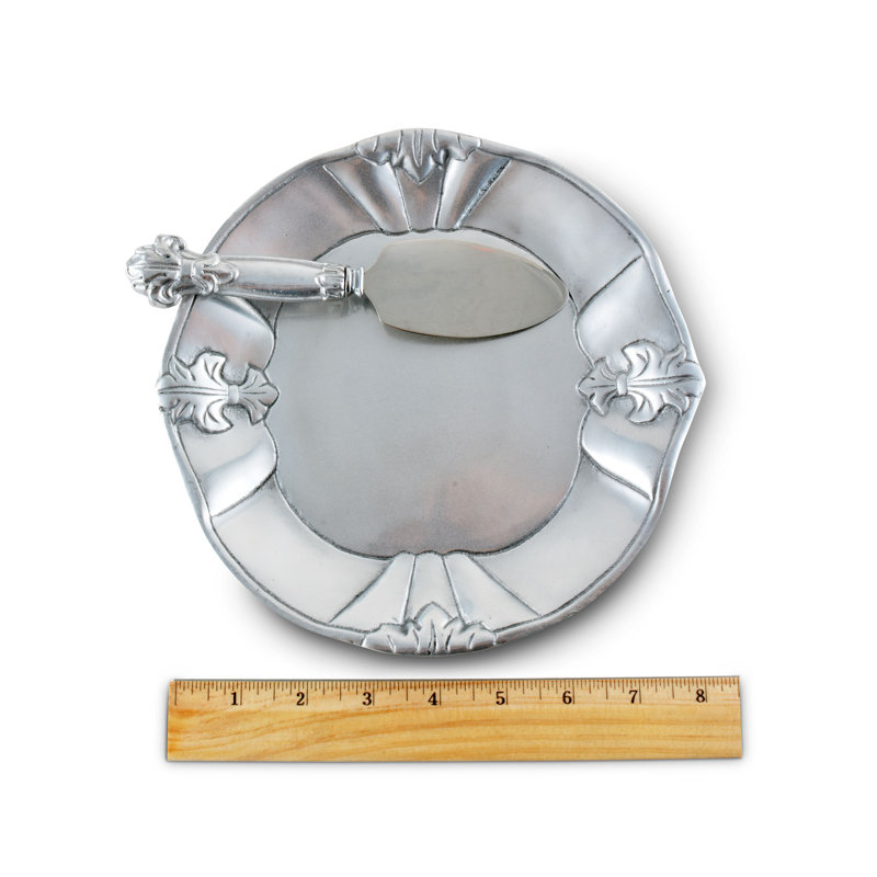 Handcrafted Silver Aluminum Fleur De Lis Salad/Dessert Plate