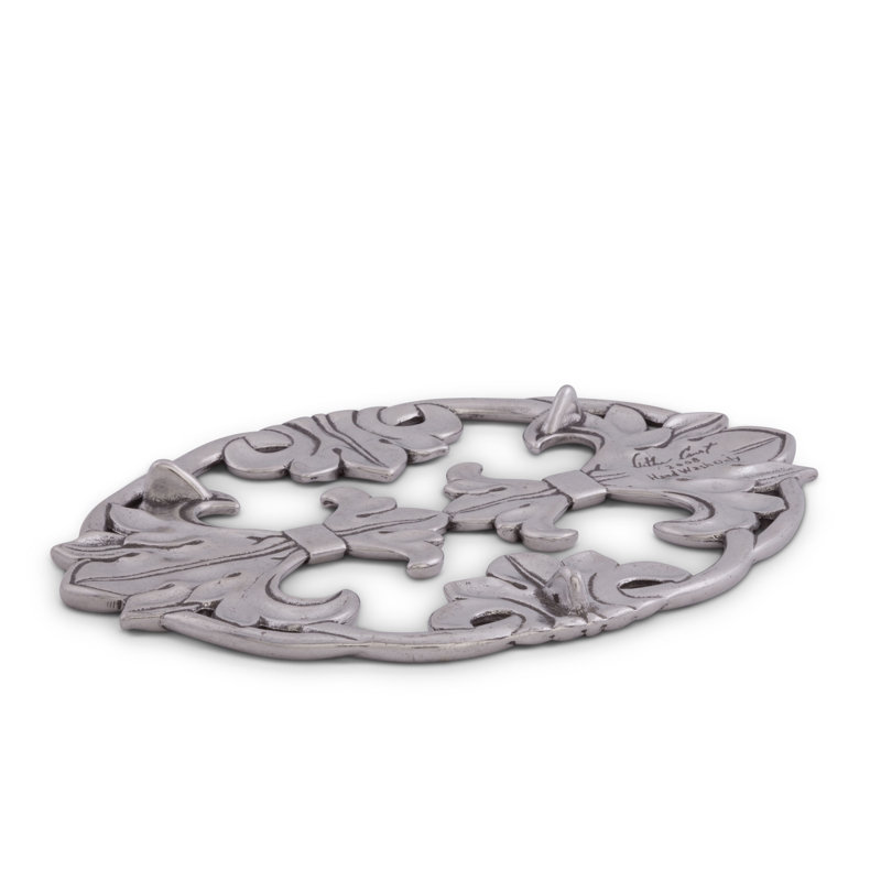 Arthur Court Designs Oval Aluminum Fleur-De-Lis Trivet
