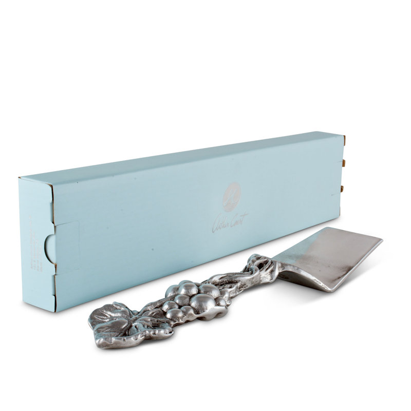Elegant Silver Aluminum Grape Pattern Cake Server