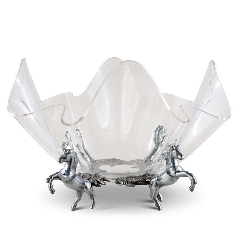 Equestrian Aluminum and Acrylic Salad Bowl with Horse Stand