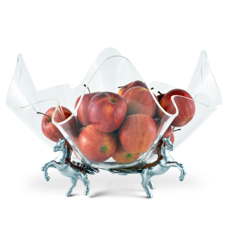 Equestrian Aluminum and Acrylic Salad Bowl with Horse Stand
